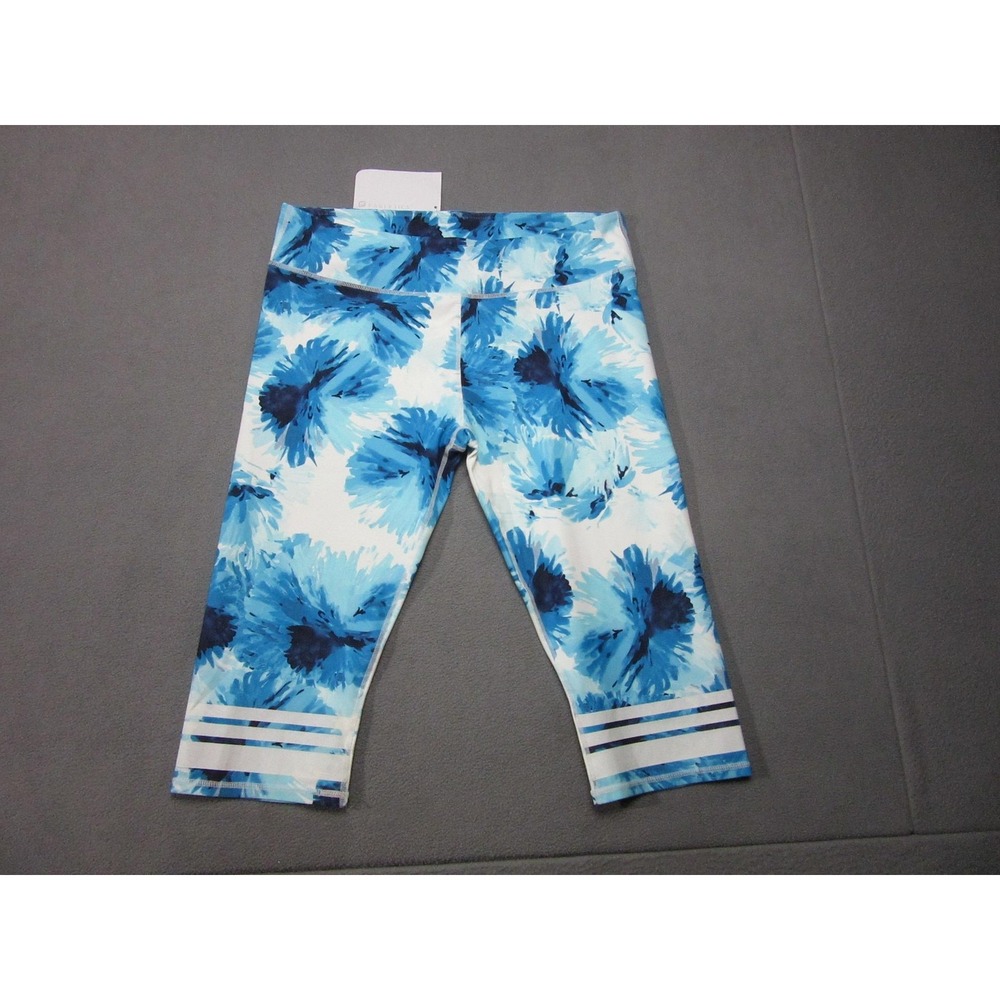 Fabletics Salar Crop Leggings Womens 2XL Blue NEW Floral Capri Athleisure Stripe